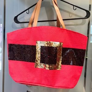 SANTA Purse/Tote w/Leather Strap 17”x12”